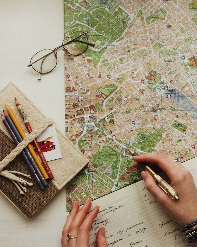 Planning of the trip with a map